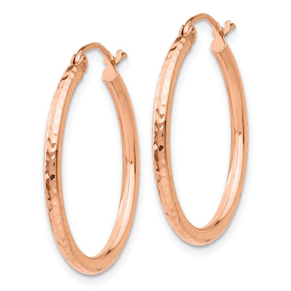 Leslie's 14k Rose Gold Diamond-cut Polished Hoop Earrings - Image 2