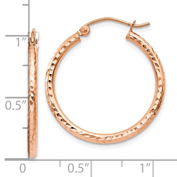 Leslie's 14k Rose Gold Diamond-cut Polished Hoop Earrings - Image 4