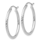 Leslie's 14k White Gold Diamond-cut 2mm Round Tube Hoop Earrings - Image 2