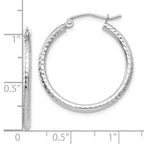 Leslie's 14k White Gold Diamond-cut 2mm Round Tube Hoop Earrings - Image 4