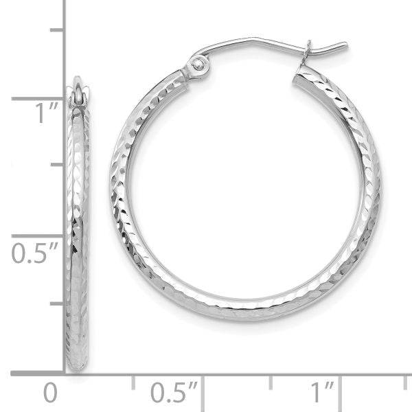 Leslie's 14k White Gold Diamond-cut 2mm Round Tube Hoop Earrings - Image 4