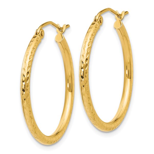 Leslie's 14k Diamond-cut 2mm Round Tube Hoop Earrings - Image 2