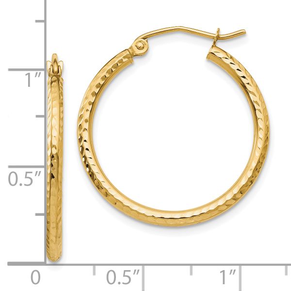Leslie's 14k Diamond-cut 2mm Round Tube Hoop Earrings - Image 4