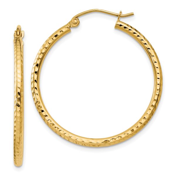 Leslie's 14k Diamond-cut 2mm Round Tube Hoop Earrings
