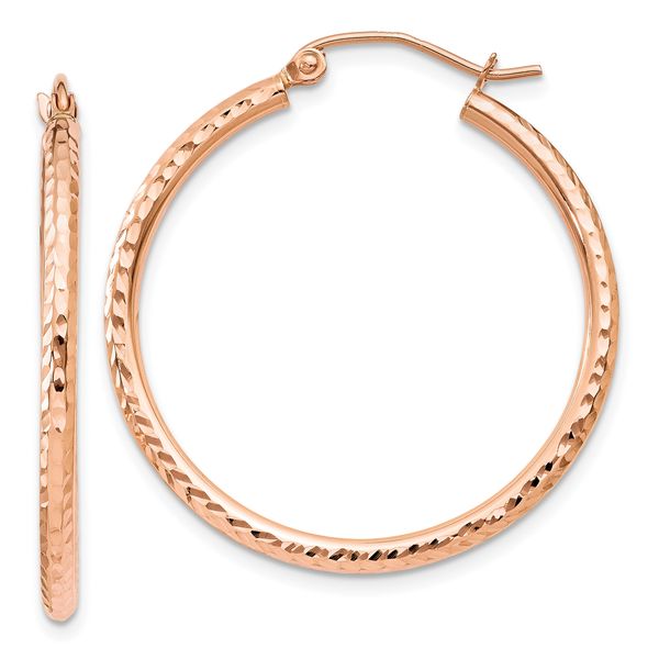 Leslie's 14k Rose Gold Diamond-cut Polished Hoop Earrings