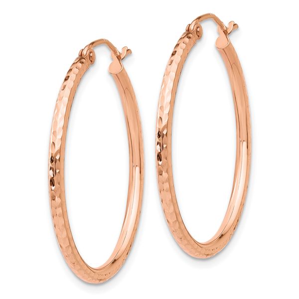 Leslie's 14k Rose Gold Diamond-cut Polished Hoop Earrings - Image 2