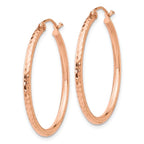 Leslie's 14k Rose Gold Diamond-cut Polished Hoop Earrings - Image 2