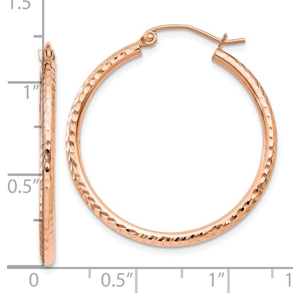 Leslie's 14k Rose Gold Diamond-cut Polished Hoop Earrings - Image 4