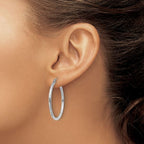 Leslie's 14k White Gold Diamond-cut 2mm Round Tube Hoop Earrings - Image 3