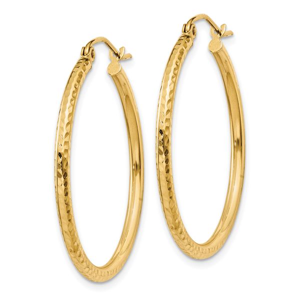 Leslie's 14k Diamond-cut 2mm Round Tube Hoop Earrings - Image 2