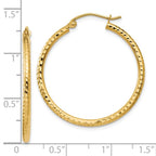 Leslie's 14k Diamond-cut 2mm Round Tube Hoop Earrings - Image 4