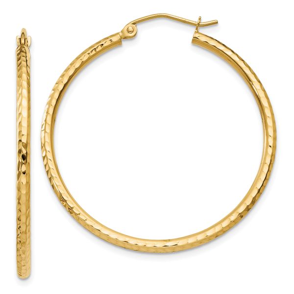 Leslie's 14k Diamond-cut 2mm Round Tube Hoop Earrings