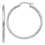 Leslie's 14k White Gold Diamond-cut 2mm Round Tube Hoop Earrings
