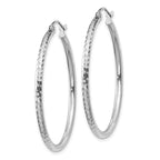 Leslie's 14k White Gold Diamond-cut 2mm Round Tube Hoop Earrings - Image 2