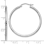 Leslie's 14k White Gold Diamond-cut 2mm Round Tube Hoop Earrings - Image 4