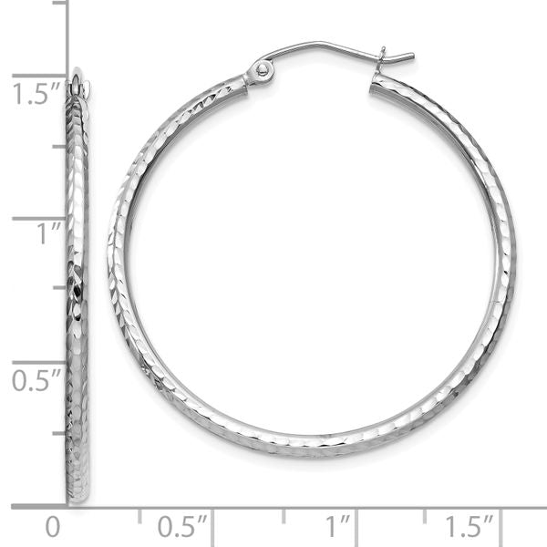 Leslie's 14k White Gold Diamond-cut 2mm Round Tube Hoop Earrings - Image 4