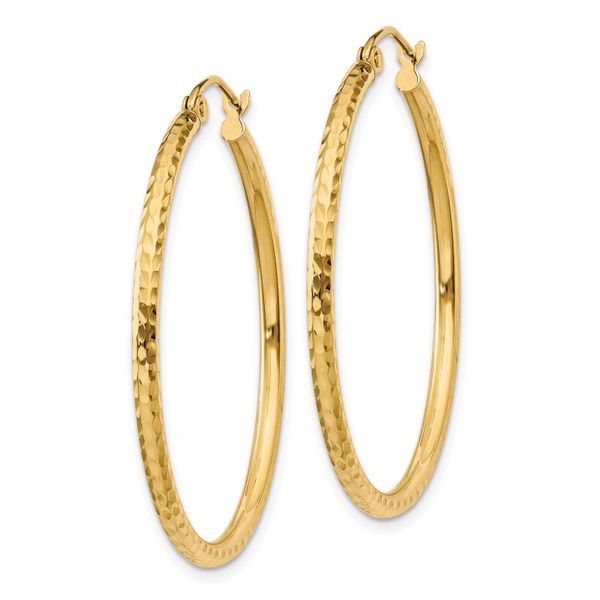 Leslie's 14k Diamond-cut 2mm Round Tube Hoop Earrings - Image 2
