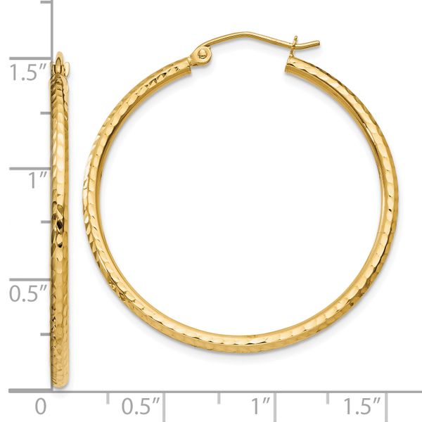 Leslie's 14k Diamond-cut 2mm Round Tube Hoop Earrings - Image 4