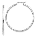 Leslie's 14k White Gold Diamond-cut 2mm Round Tube Hoop Earrings