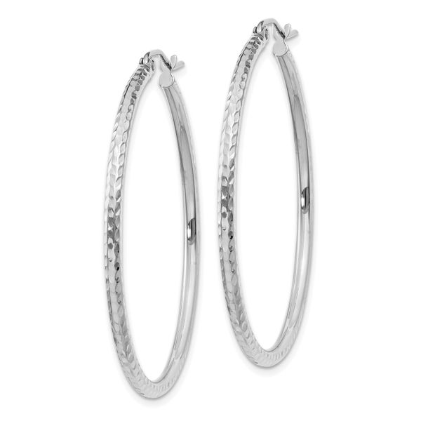 Leslie's 14k White Gold Diamond-cut 2mm Round Tube Hoop Earrings - Image 2
