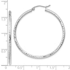 Leslie's 14k White Gold Diamond-cut 2mm Round Tube Hoop Earrings - Image 4