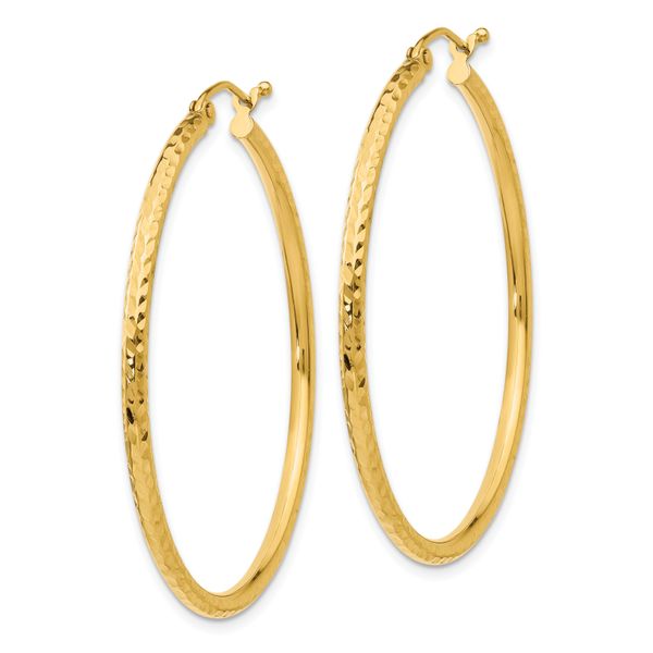 Leslie's 14k Diamond-cut 2mm Round Tube Hoop Earrings - Image 2