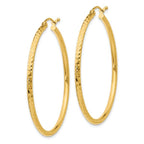 Leslie's 14k Diamond-cut 2mm Round Tube Hoop Earrings - Image 2