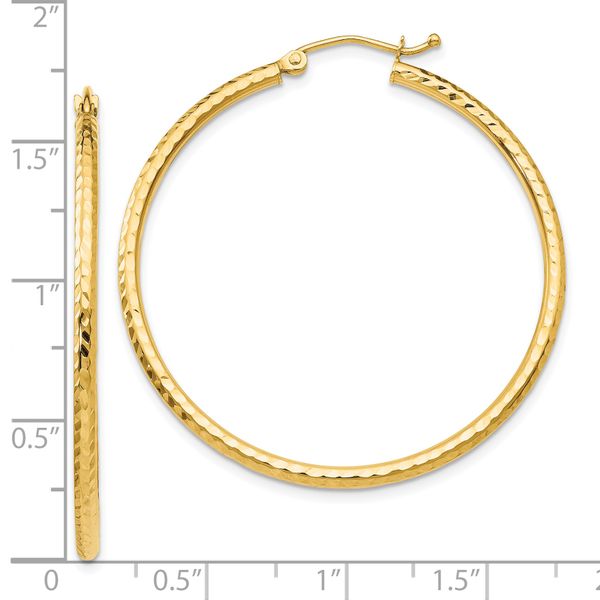 Leslie's 14k Diamond-cut 2mm Round Tube Hoop Earrings - Image 4