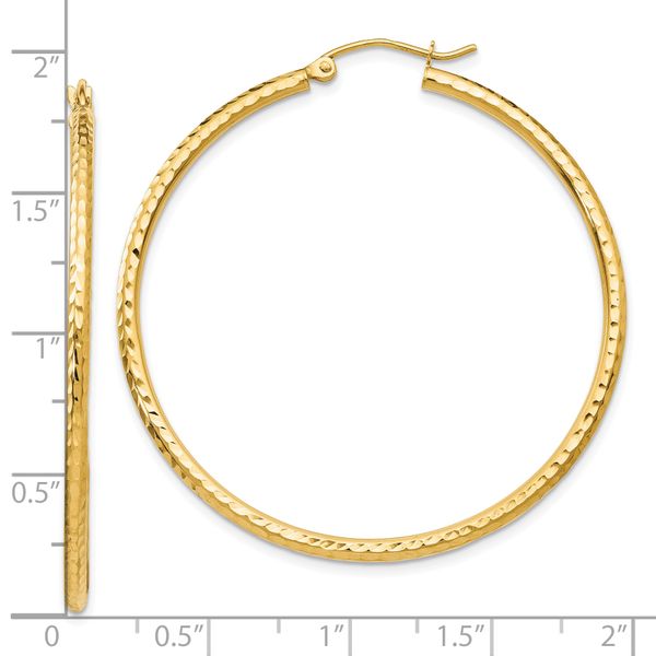 Leslie's 14k Diamond-cut 2mm Round Tube Hoop Earrings - Image 4