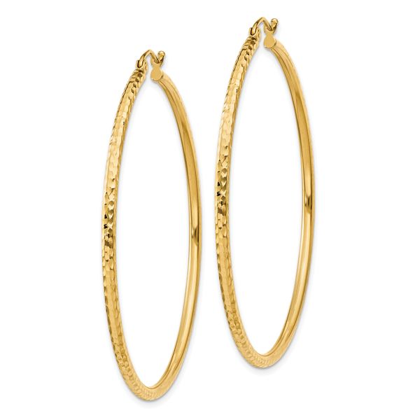 Leslie's 14k Diamond-cut 2mm Round Tube Hoop Earrings - Image 2
