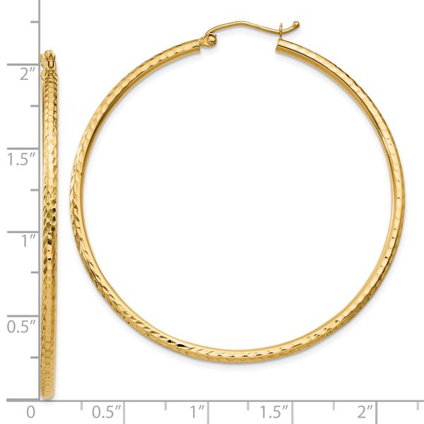 Leslie's 14k Diamond-cut 2mm Round Tube Hoop Earrings - Image 4