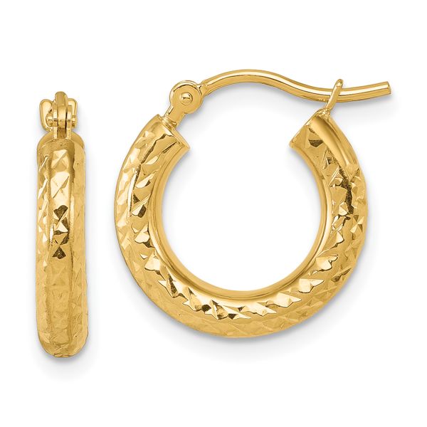 Leslie's 14k Diamond-cut 3mm Round Hoop Earrings
