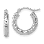Leslie's 14k White Gold Diamond-cut 3mm Round Hoop Earrings