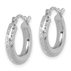 Leslie's 14k White Gold Diamond-cut 3mm Round Hoop Earrings - Image 2