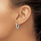 Leslie's 14k White Gold Diamond-cut 3mm Round Hoop Earrings - Image 3