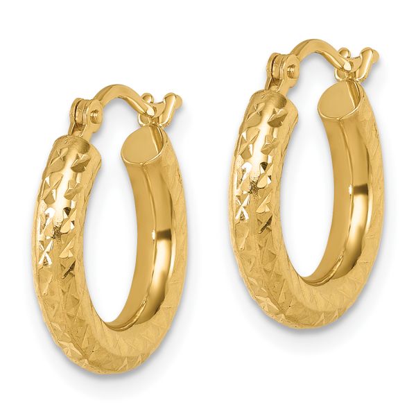 Leslie's 14k Diamond-cut 3mm Round Hoop Earrings - Image 2
