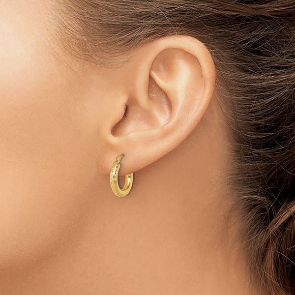 Leslie's 14k Diamond-cut 3mm Round Hoop Earrings - Image 3
