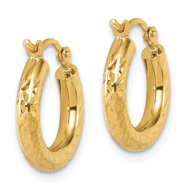 Leslie's 14k Diamond-cut 3mm Round Hoop Earrings - Image 4