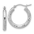 Leslie's 14k White Gold Diamond-cut 3mm Round Hoop Earrings
