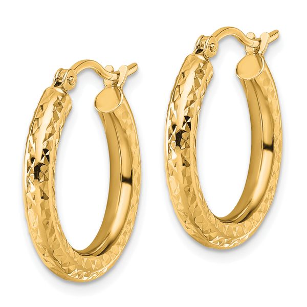 Leslie's 14k Diamond-cut 3mm Round Hoop Earrings - Image 2