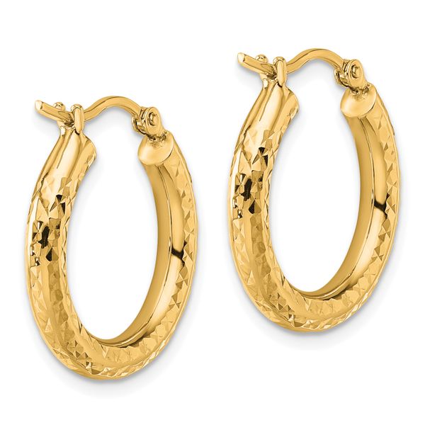 Leslie's 14k Diamond-cut 3mm Round Hoop Earrings - Image 4