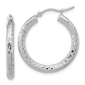 Leslie's 14k White Gold Diamond-cut 3mm Round Hoop Earrings