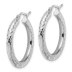 Leslie's 14k White Gold Diamond-cut 3mm Round Hoop Earrings - Image 2