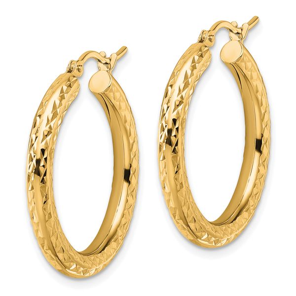 Leslie's 14k Diamond-cut 3mm Round Hoop Earrings - Image 2