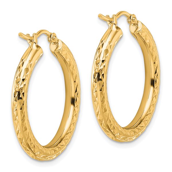 Leslie's 14k Diamond-cut 3mm Round Hoop Earrings - Image 4