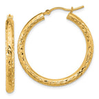 Leslie's 14k Diamond-cut 3mm Round Hoop Earrings