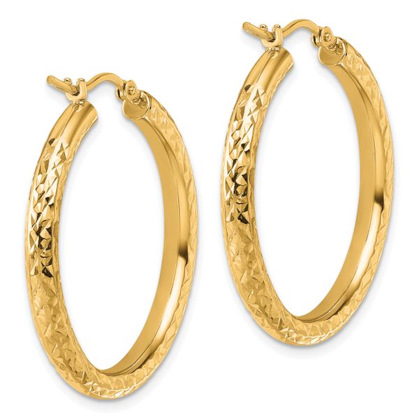 Leslie's 14k Diamond-cut 3mm Round Hoop Earrings - Image 4