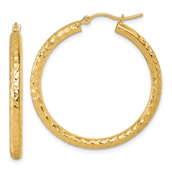 Leslie's 14k Diamond-cut 3mm Round Hoop Earrings