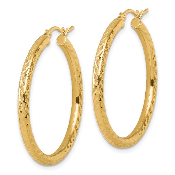 Leslie's 14k Diamond-cut 3mm Round Hoop Earrings - Image 2