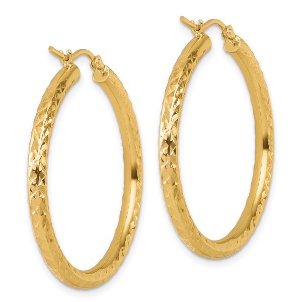 Leslie's 14k Diamond-cut 3mm Round Hoop Earrings - Image 4